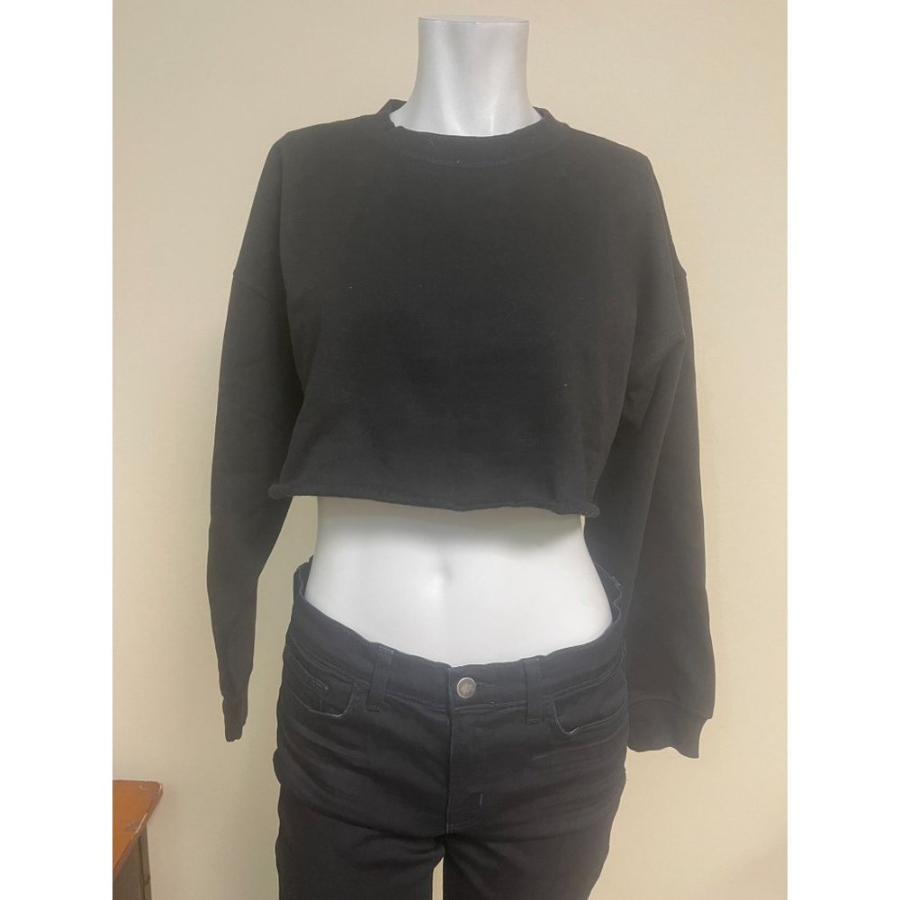 NWT WEWOREWHAT Cropped Sweatshirt - Black - Size XS - Picture 4 of 10